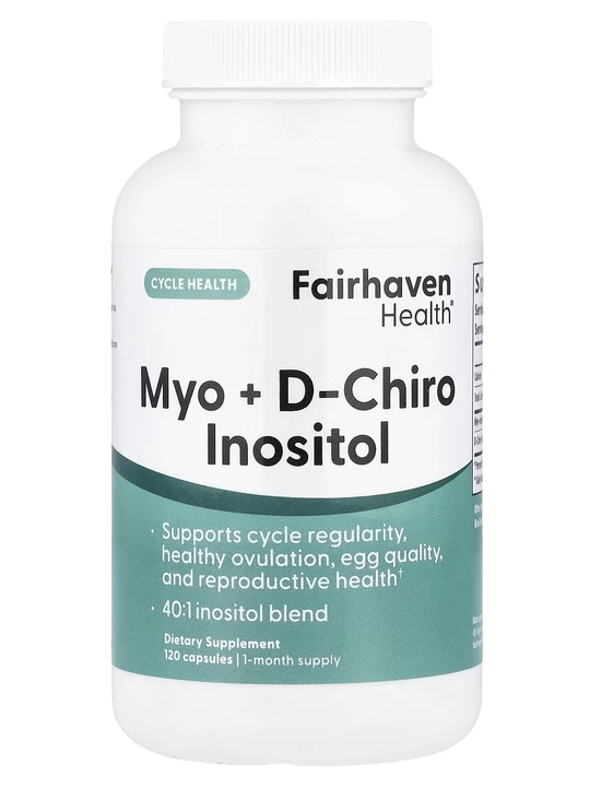 Myo-Inositol va D-Chiro-Inositol, Fairhaven Health, 120 kapsula