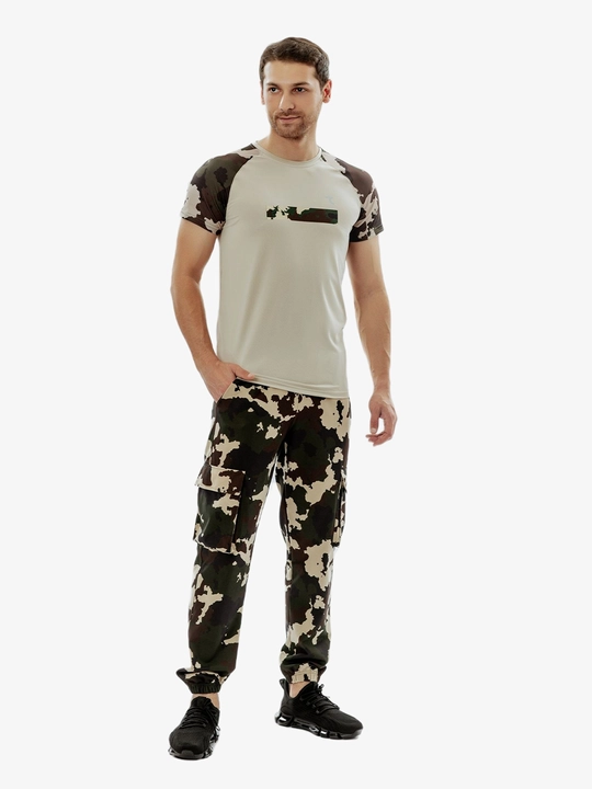 Kamuflyajli reglan yengli 7SABER Active Camo erkaklar sport futbolkasi
