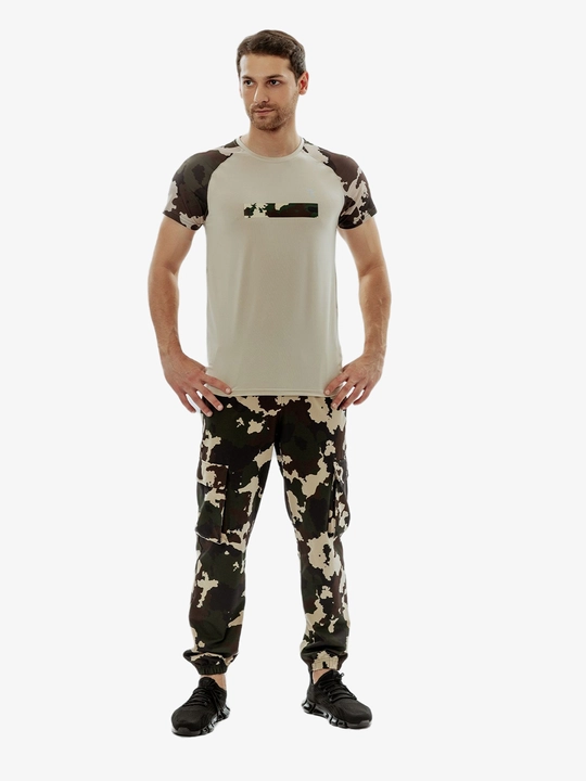 Kamuflyajli reglan yengli 7SABER Active Camo erkaklar sport futbolkasi
