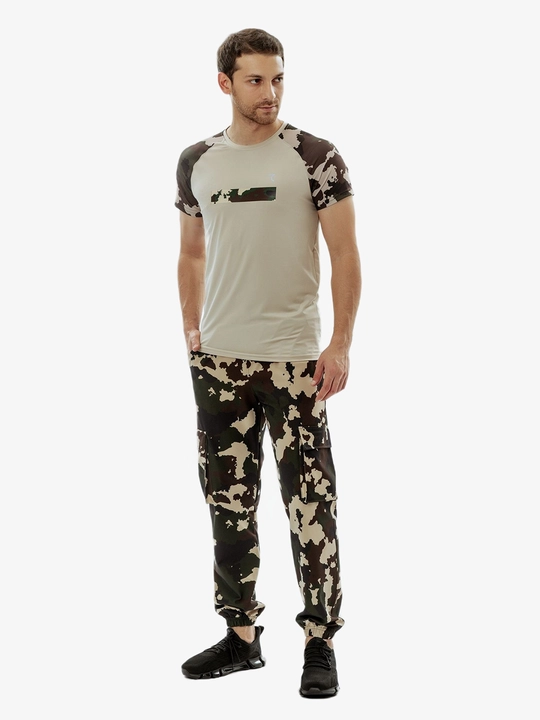 Kamuflyajli reglan yengli 7SABER Active Camo erkaklar sport futbolkasi