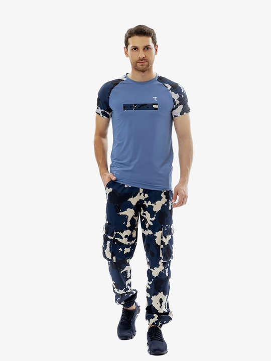 Kamuflyajli reglan yengli 7SABER Active Camo erkaklar sport futbolkasi