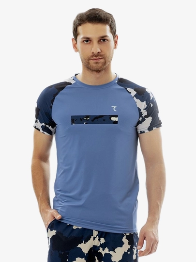 Kamuflyajli reglan yengli 7SABER Active Camo erkaklar sport futbolkasi - 