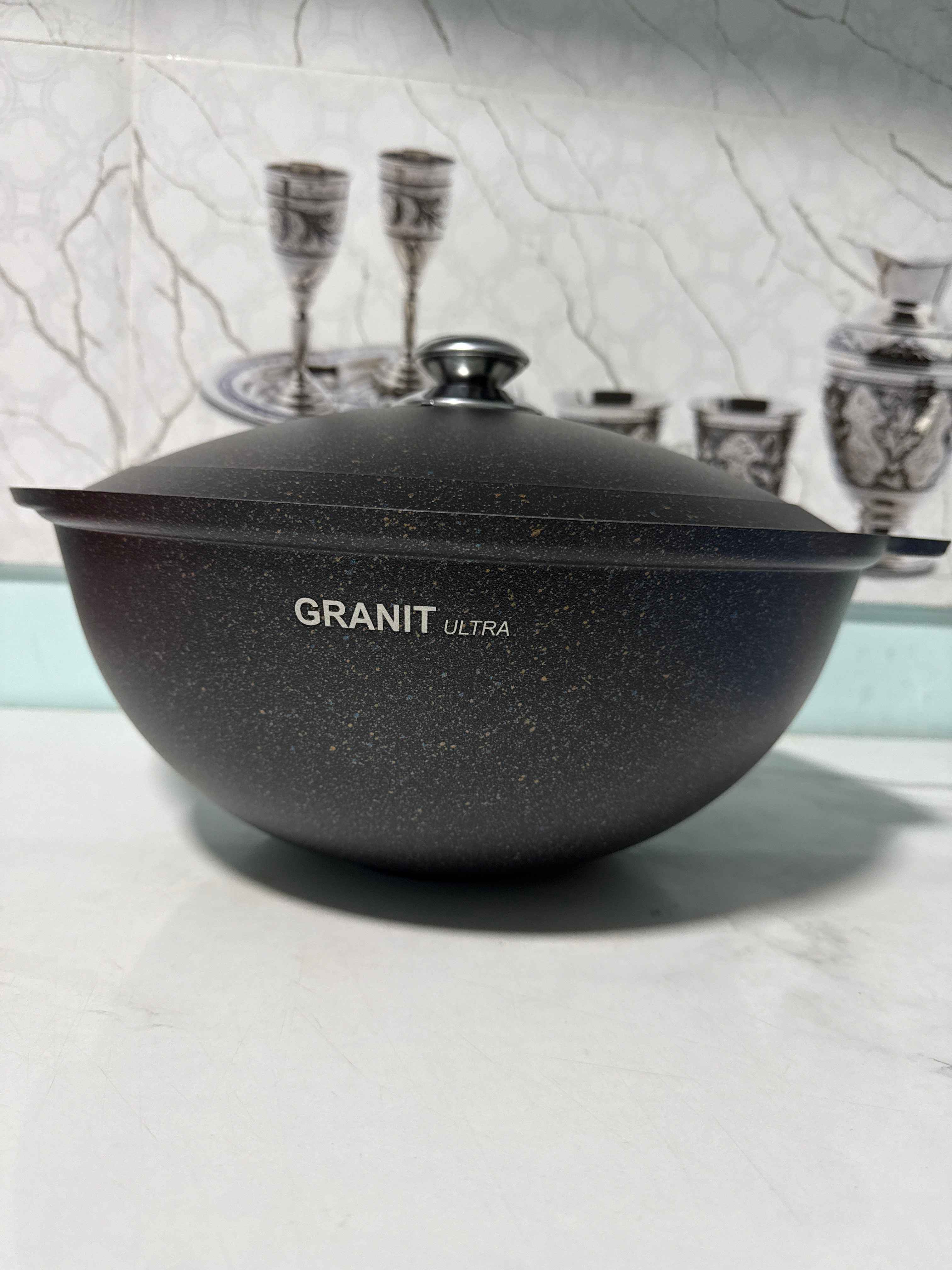Казан для плова Kukmara Granit Ultra, со стеклянной и не стеклянной крышкой 