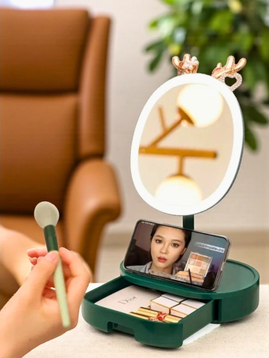Kosmetik ko'zgu LED yoritgichi bilan makiyaj uchun, yig'iladigan konstruksiya