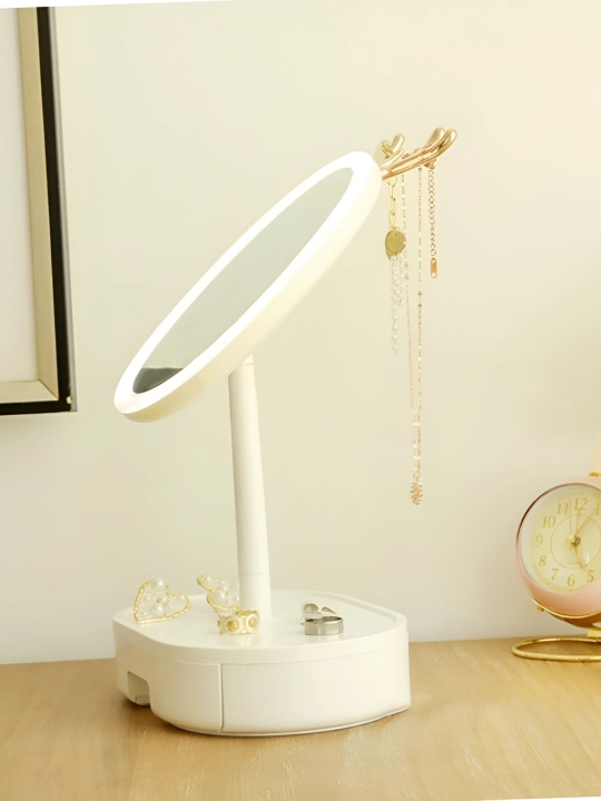 Kosmetik ko'zgu LED yoritgichi bilan makiyaj uchun, yig'iladigan konstruksiya