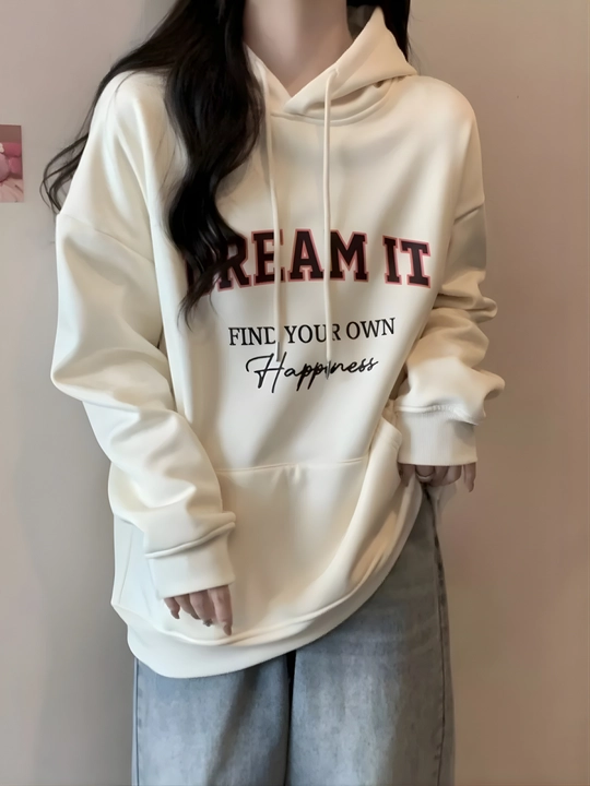 Женское худи с капюшоном DREAM IT, тёплое и мягкое, оверсайз