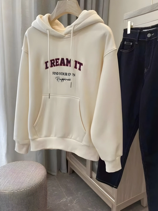 Женское худи с капюшоном DREAM IT, тёплое и мягкое, оверсайз
