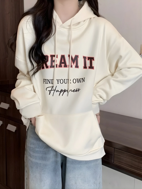 Женское худи с капюшоном DREAM IT, тёплое и мягкое, оверсайз