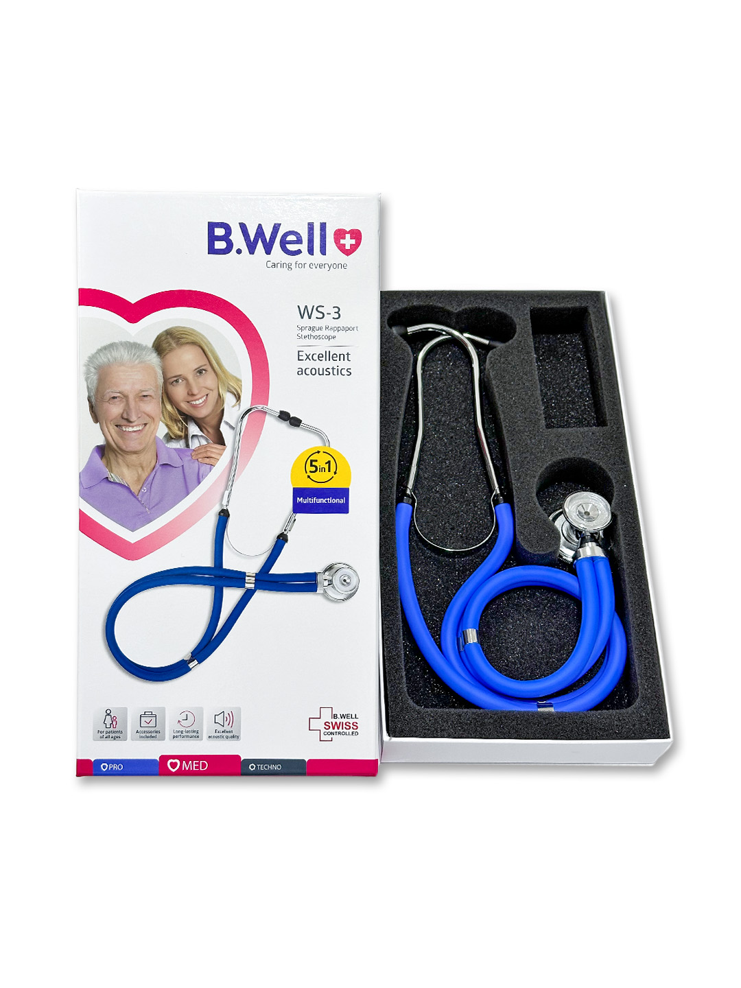 Rapaport professional stetoskopi, WS-3 modeli, B.Well butlovchi qismlari bilan