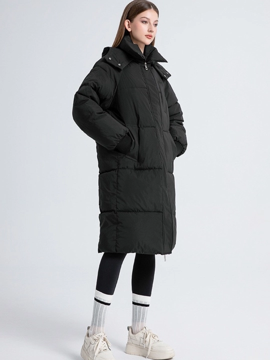 Kurtka ayollar uchun, issiq uzun kurtka - EllyFashion kapyushonli, qishki oversize puxovik