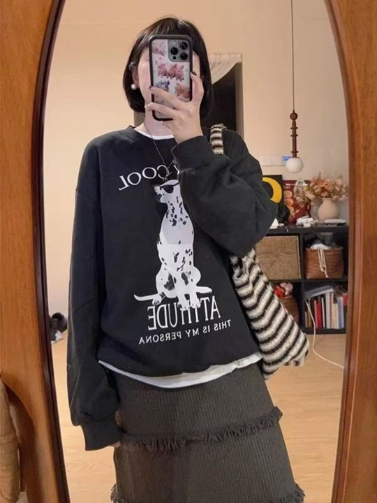 Ayollar uchun svitshot, tolstovka EllyFashion, qizlar uchun bosma naqshli futerdan