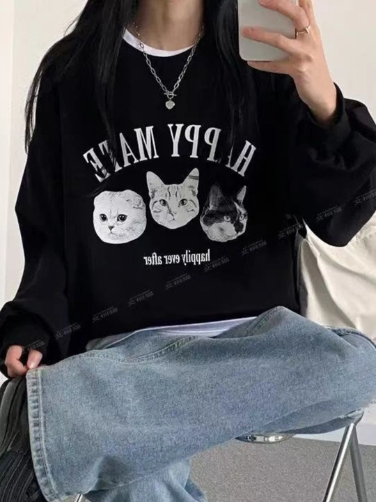 Ayollar uchun svitshot, tolstovka EllyFashion, qizlar uchun bosma naqshli futerdan