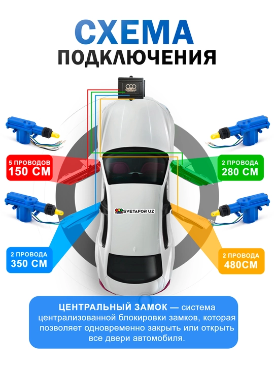 COBRA markaziy qulflash, barcha eshiklar uchun 4 dona to'plam