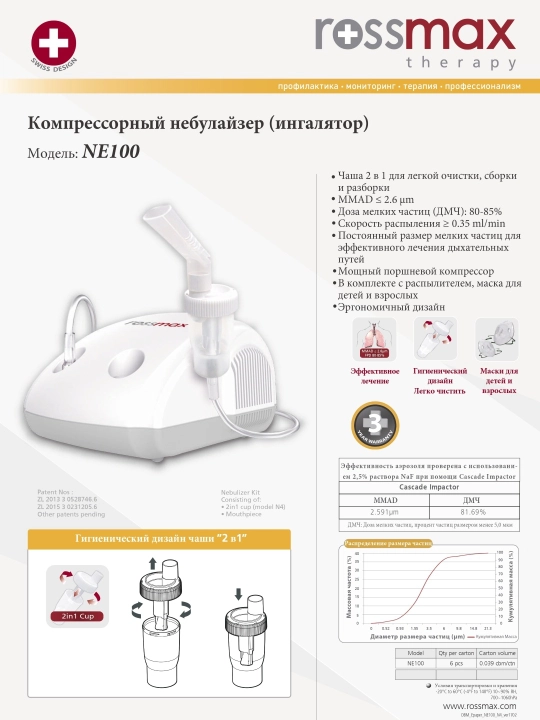 Kompressorlik ingalyator Nebulayzer NE100 Rossmax Swiss - 