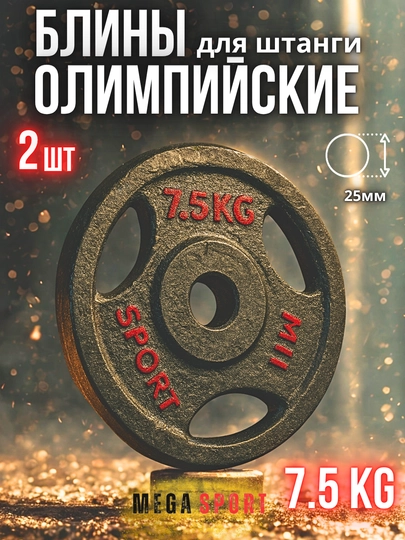 Штанги 2,5 - 5 - 7,5 - 10 кг, 2 шт., отверстия 2,5 и 50 мм, олимпийского типа