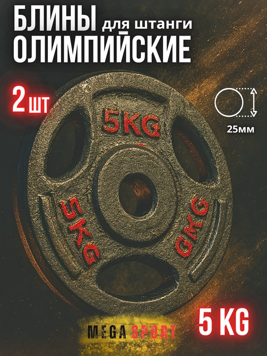 Штанги 2,5 - 5 - 7,5 - 10 кг, 2 шт., отверстия 2,5 и 50 мм, олимпийского типа