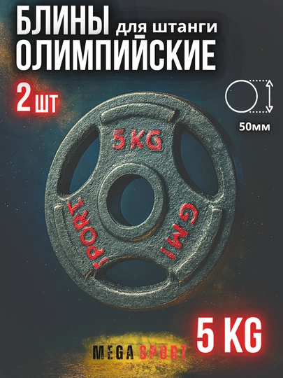 Штанги 2,5 - 5 - 7,5 - 10 кг, 2 шт., отверстия 2,5 и 50 мм, олимпийского типа