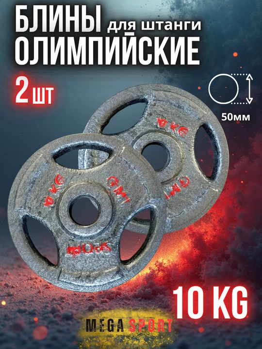 Штанги 2,5 - 5 - 7,5 - 10 кг, 2 шт., отверстия 2,5 и 50 мм, олимпийского типа