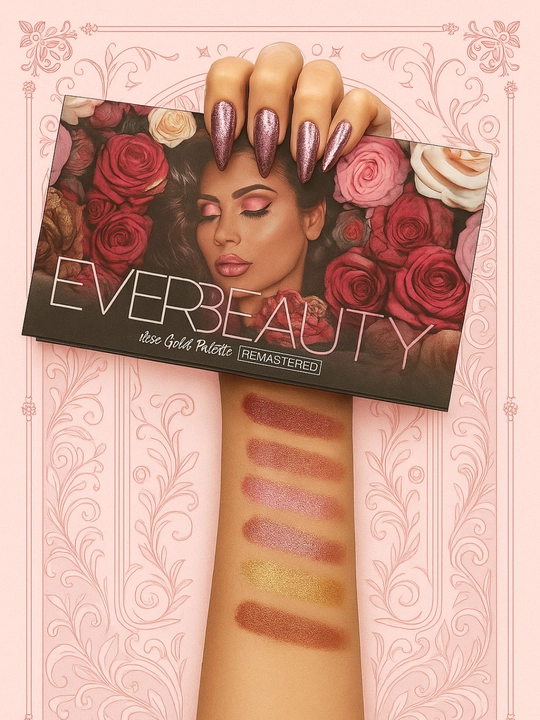 Ever Beauty Rose Gold палетка теней — 18 оттенков в матовых и металлических финишах - 