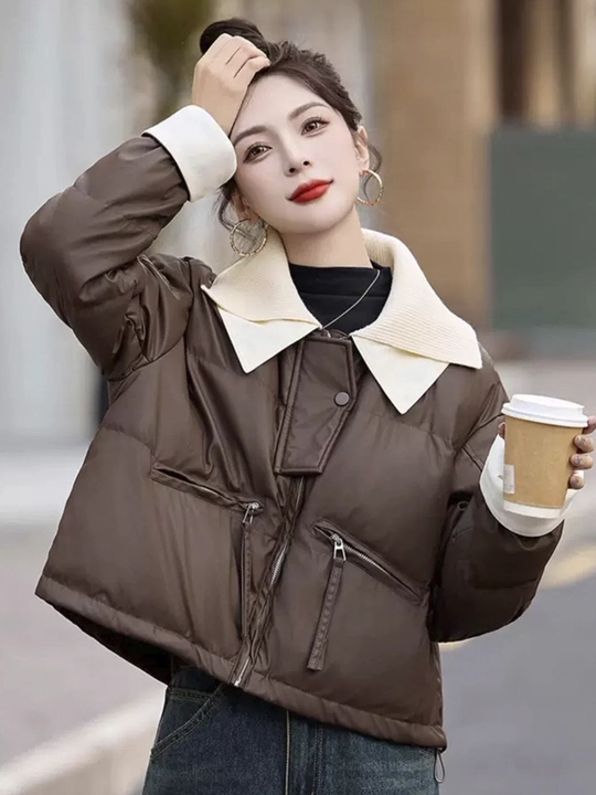 Kurtkalar ayollar uchun, oversize, qalin kapishoni bilan still koreyskiy kuz va qish uchun