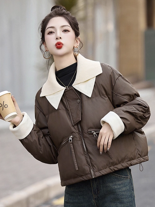 Kurtkalar ayollar uchun, oversize, qalin kapishoni bilan still koreyskiy kuz va qish uchun