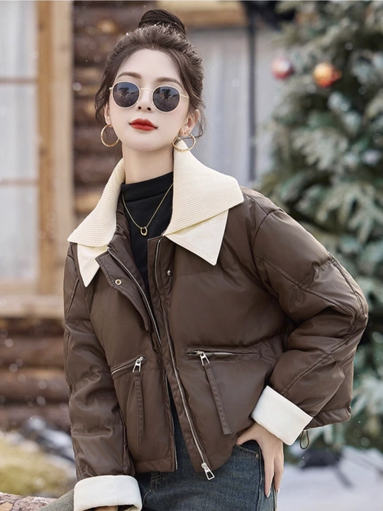 Kurtkalar ayollar uchun, oversize, qalin kapishoni bilan still koreyskiy kuz va qish uchun