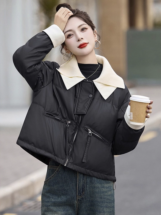 Kurtkalar ayollar uchun, oversize, qalin kapishoni bilan still koreyskiy kuz va qish uchun