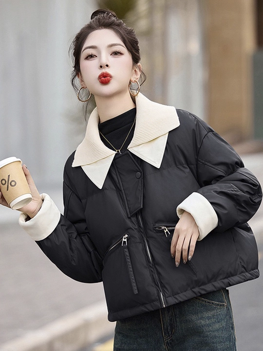 Kurtkalar ayollar uchun, oversize, qalin kapishoni bilan still koreyskiy kuz va qish uchun