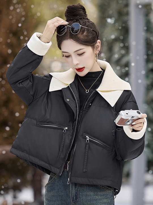 Kurtkalar ayollar uchun, oversize, qalin kapishoni bilan still koreyskiy kuz va qish uchun