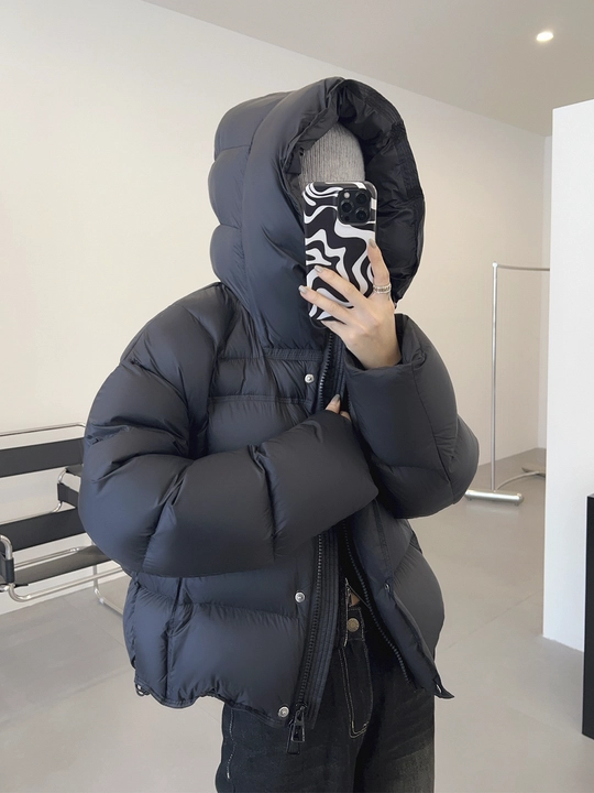Kurtkalar ayollar uchun, oversize, qalin kapishoni bilan still koreyskiy kuz va qish uchun