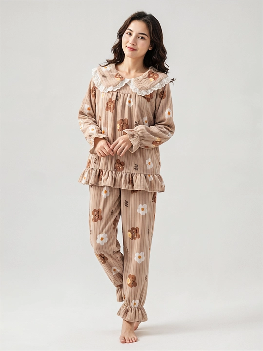 Ayollar va qizlar uchun pijama, uy kiyimi, qishgi pijama dvoyka komplekt