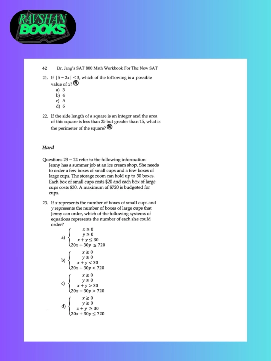 SAT 800, Math Workbook