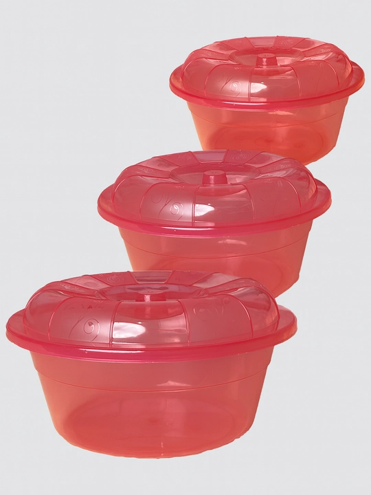 3 dona konteyner to‘plami – ovqat saqlash va pishirish uchun, qopqoqli, BPA-free plastik