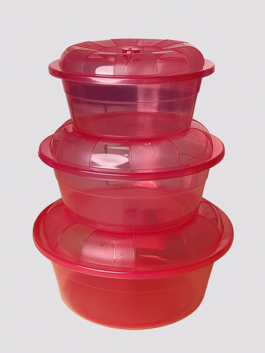 3 dona konteyner to‘plami – ovqat saqlash va pishirish uchun, qopqoqli, BPA-free plastik