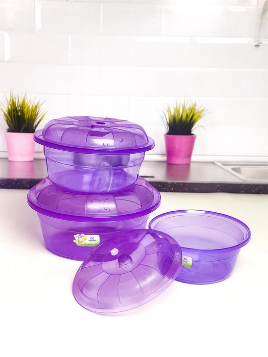 3 dona konteyner to‘plami – ovqat saqlash va pishirish uchun, qopqoqli, BPA-free plastik