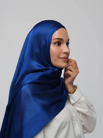 Шарф из органзы, женский платок, хиджаб, 175 х 75 см — WMARKET-OSCARF-СИНИЙ