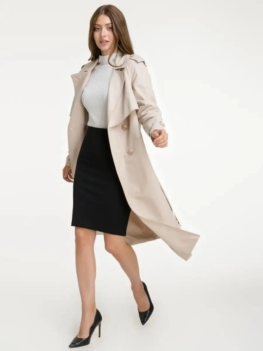 Bej trench palto ayollar uchun, uzun plash, klassik bahorgi palto, trench coat, ofis uslubi