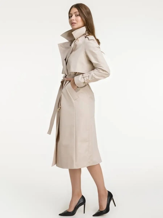 Bej trench palto ayollar uchun, uzun plash, klassik bahorgi palto, trench coat, ofis uslubi