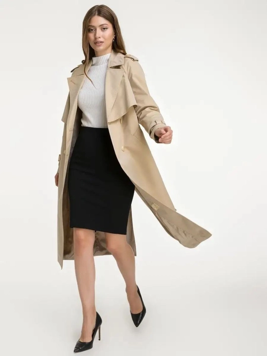 Bej trench palto ayollar uchun, uzun plash, klassik bahorgi palto, trench coat, ofis uslubi