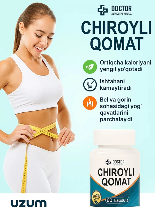 CHIROYLI QOMAT kapsula tabiiy BAD metabolizm qo‘llab quvvatlash vitamin kompleks