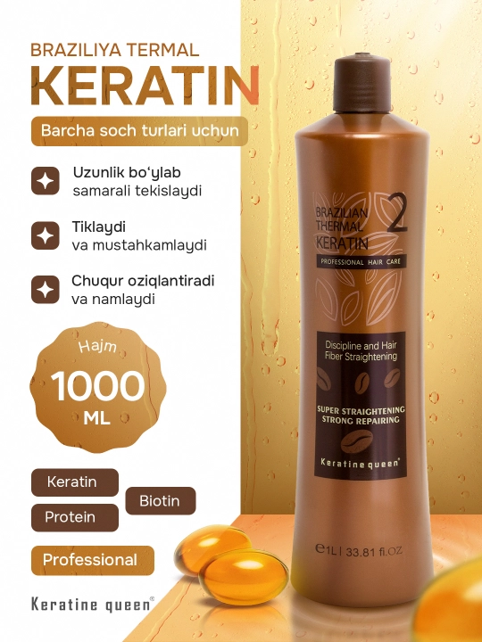 Кератин Keratine Queen профессиональный для выпрямления и восстановления 1000 мл