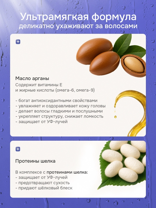 Keratin Queen шампунь безсульфатный, с аргановым маслом, для увлажнения волос, 750 мл