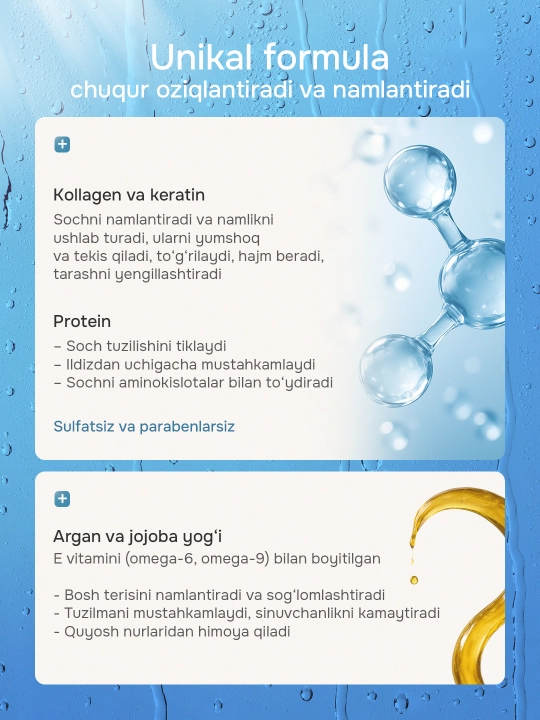 Keratin Queen sochni tiklovchi sulfatsiz konditsioner, Braziliya proteini bilan, 800 ml