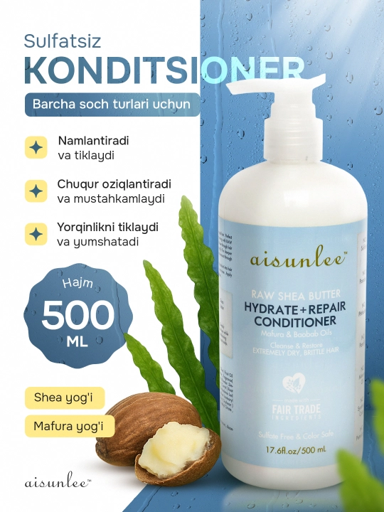 Keratin Queen sochlar uchun tiklovchi konditsioner, sulfatsiz, shi yog‘i bilan 500 ml