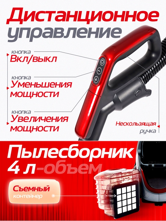 Пылесос Samsung 3600 Вт, 4 л, с телескопической трубкой и HEPA фильтром