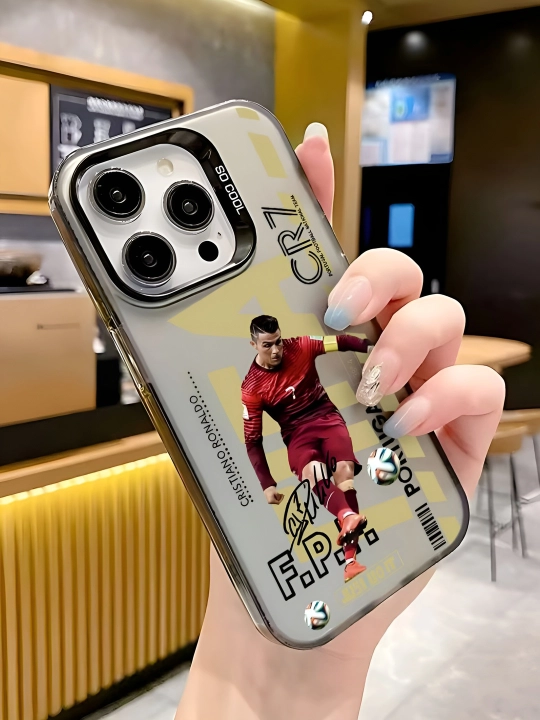 iPhone 14, 15, 16 Pro, Pro Max uchun g'ilof – CR7, Neymar va Messi dizayni - 