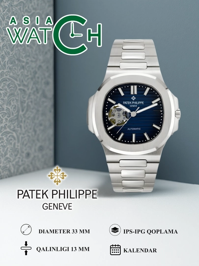 Мужские наручные часы Patek Philippe, открытые механические, повседневного использования — ASIAWAT-PATEKKOK-СИНИЙ