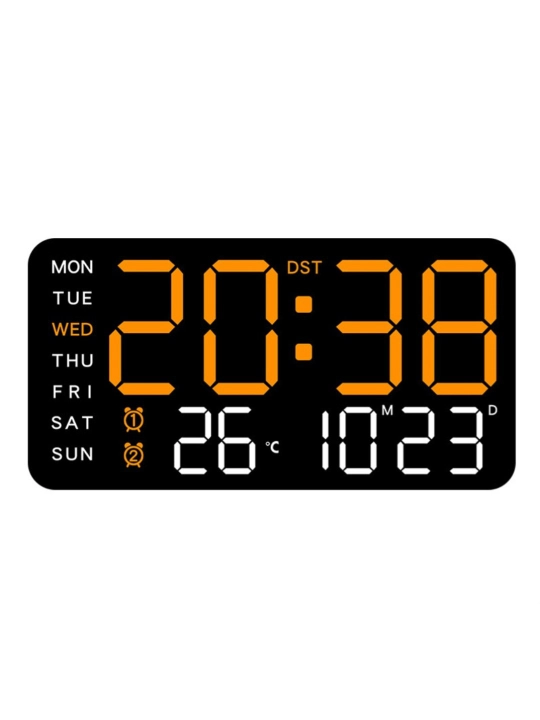Yorqin ekran, termometr, kalendar, hafta kunlari va signalga ega elektron LED soat - 