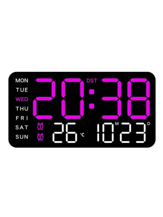 Yorqin ekran, termometr, kalendar, hafta kunlari va signalga ega elektron LED soat - 