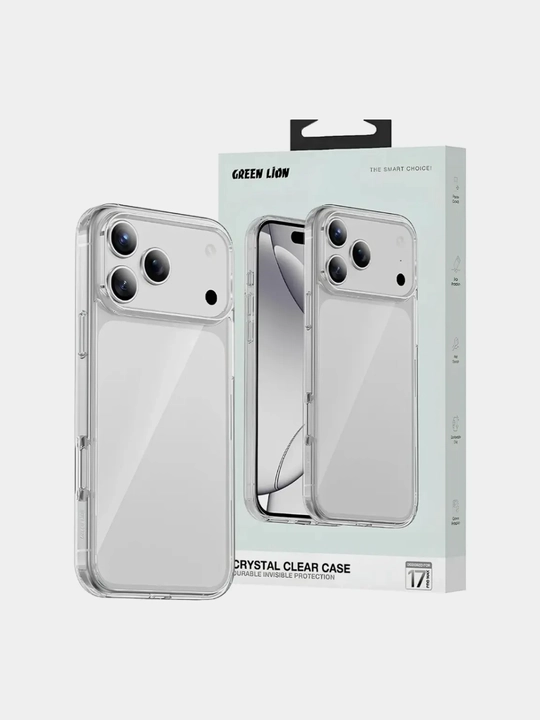 Прозрачный чехол Green Lion Crystal Clear, для iPhone 18, 17, 16 Pro/Pro Max/Air. Силикон